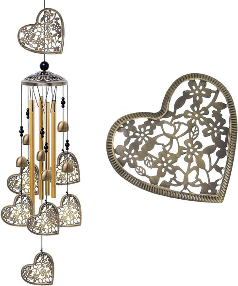 Garden Loving Heart Wind Chimes Outdoor Indoor Decor, Hand-Made Heart Musical Wind Chimes, Mobile Wind Catcher Romantic Wind-Bells for for Home, M...