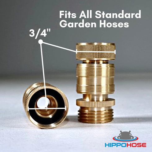 Quick Connector Garden Hose Fittings (2 Pack) - Leak Free - 3/4" Snap-On Water Hose Adapter for Quick Release - Solid Brass - Quick Connection Gar...