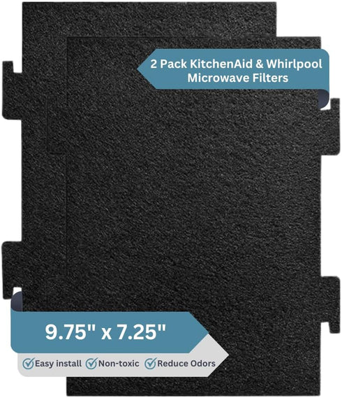 2-Pack Notched Activated Carbon Charcoal Microwave Hood Filters - 9.75" x 7.25" Microwave Hood Filters - Compatible with Whirlpool OTR Models and ...