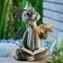 Baby Dragon Reading Book Statue, 5.9-Inch Tall Cute Dinosaur Holding Butterfly Figurines Art Resin Sculpture Outdoor Garden Decor Home Desk Orname...