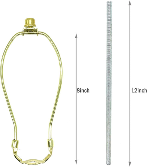 Lamp Kit, Table Lamp Wiring Kit with 8 Inch Harp, 3-Way Socket 2 Pieces 12" Lamp Pipe, with Instructions for DIY Lamp Design or Repair (8 Inch Bra...
