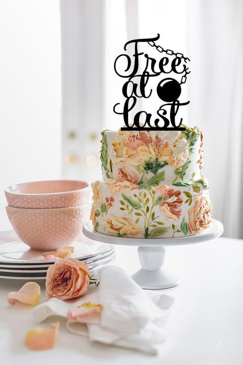 Free At Last Cake Topper - Divorce/Break-up/Just Divorced Party Decoration - Finally Done Cake Topper for Divorce Bachelor Party Supplies...