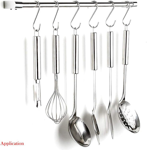 YourGift 20 Pack Flat S Hooks Stainless Steel 3 inches S Shaped Hanging Hooks for Kitchen, Bathroom, Bedroom and Office (Medium)...