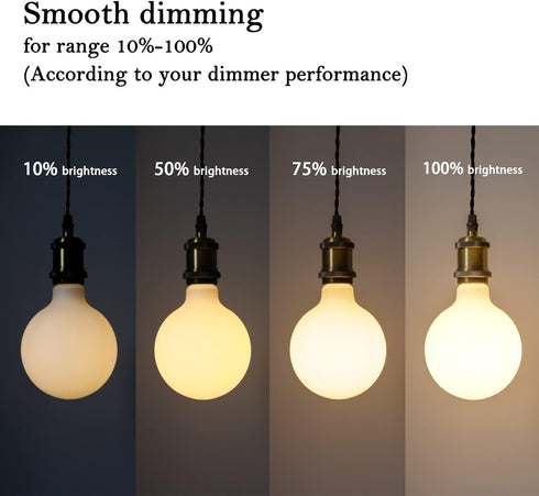 2 pack G40/G125 Globe LED Bulb, Warm White 2700K Dimmable LED Globe Bulb, 5W Equivalent 40W LED Globe Light Bulbs, CRI 90+, Milky Glass, LED Bulb ...