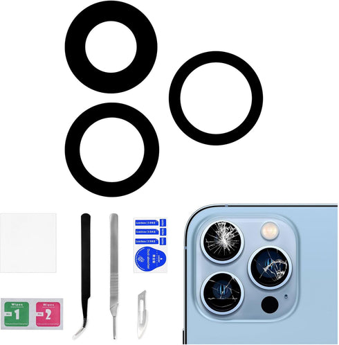for iPhone 13 PRO OEM Rear Camera Lens Replacement for iPhone 13 PRO MAX with Dual-Sided Adhesive Back Camera Glass Lens with Fix Tool Repair Kit ...