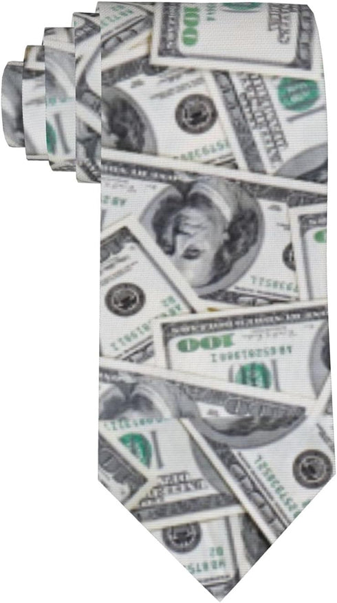 American Money Mens Tie Money Us 100 Hundred Dollar Bill Necktie,Fun Print Woven Slim Neck Ties for Men...
