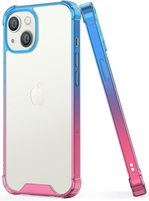 SALAWAT Compatible with iPhone 13 Case, Clear Case Cute Gradient Slim Phone Case Cover Reinforced TPU Bumper Hard PC Back Shockproof Protective Ca...