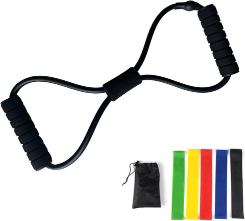 Gym or Home Workout Equipment,Figure 8 Resistance Band with Padded Handles Great for Stretch, Exercise, Fitness Training, Yoga, Resistance Weights...