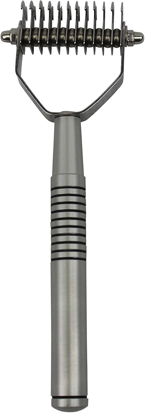 Professional Pet Grooming Undercoat Shedding Dematting Rake, 12 Teeth Wide...