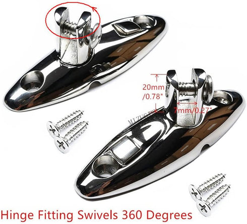MIZUGIWA Boat Bimini Top Swivel Hinge Deck Quick Release, Swivel Side Mount Hinge 316 Stainless Steel Bimini Top Deck Hinge Marine Hardware with F...