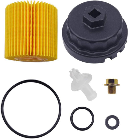Genuine Oil Filter,Wrench,Oil Drain Plug Compatible With Lexus,Toyota,Camry,RAV4,Highlander,Sienna,Tundra And More With 04152-YZZA1 Oil Filter-Fit...