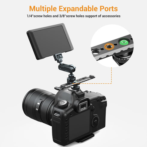 Dual Cold Shoe Mount Bracket?Aluminum Dual Hot Shoe Extension Bar?Lightweight Cold Shoe Mount Adapter?Extension Bracket with Shoe Mount 1/4 Thread...