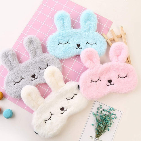 4 Pack Cute Animal Rabbit Sleeping Eye Mask Soft Plush Blindfold Sleep Masks Eye Cover for Kids Girls Women Home Sleeping Traveling...
