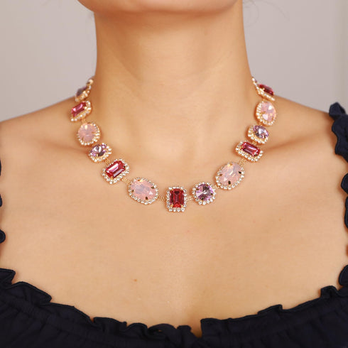 Colorful Crystal Beads Choker Chunky Necklace for Women Girls Sparkle Jewelry Prom Wedding Special Events...