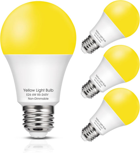 EvaStary Yellow LED Light Bulb Outdoor, 6W LED Bug Light Bulbs 40W Equivalent Outside, A19 LED Amber Bedroom Night Lights, Warm LEDs Hallway Light...