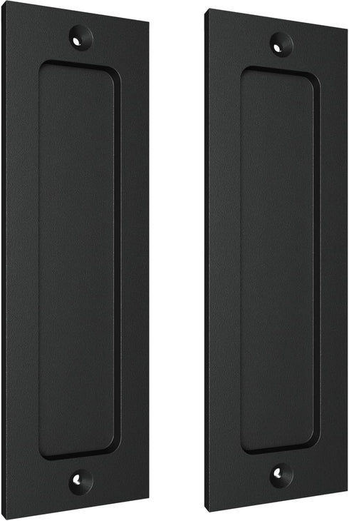 7" Sliding Barn Door Handle - Flush Pull Handle for Sliding Doors Cabinets Closet and Drawers - Black - Set of 2...
