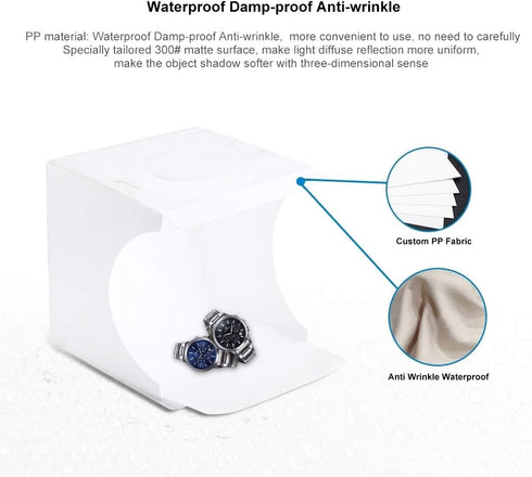 Mini Studio Light Box PULUZ 7.87in/20cm Foldable Photography Lighting Shooting Tent Kit with 40 LED Beads,6 Colors Backdrops for Small Size Items...