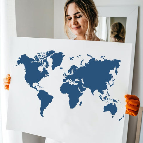 FINGERINSPIRE 4 Pcs Big World Map Painting Stencil 8.3x11.7 inch Reusable World Map Combination Pattern Drawing Template Continental Plate Decor S...