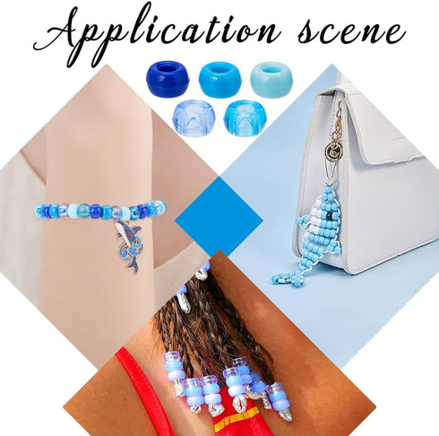 SUNNYCLUE 1000Pcs 6x9mm Pony Beads Bulk 5 Styles Blue Pony Beads Kandi Beads Hair Braid Beads Opaque Transparent Blue Plastic Pony Craft Beads for...