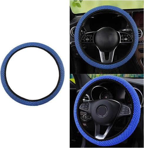 Stretch Elastic Steering Wheel Cover, All-Season Comfort, Warm in Winter & Cool in Summer, Universal 15 Inch Microfiber Breathable Ice Silk, Anti-...