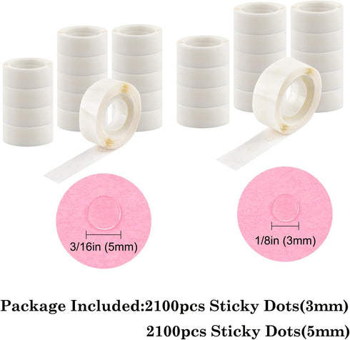 4200 Pcs 1/8in (3mm) Sticky Dots for Small Embellishments,Ultra Thin Adhesive Dots,Clear Mini Glue Point Dots,Strong and Flexible Bond on Paper,Fa...