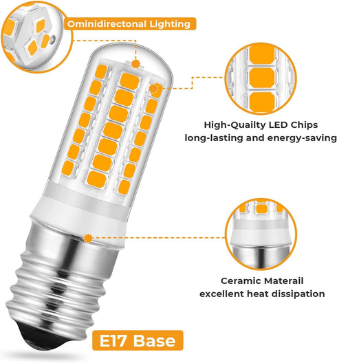 E17 led Microwave Bulb Warm White 3000K, No Dimmable 20W 30W 35W Halogen 120V Microwave Appliance Equivalent Replacement Refrigerator Bulbs 6 Pack...