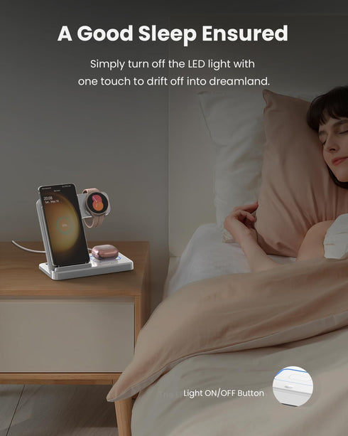 Wireless Charger for Samsung Charging Station: GEEKERA 3 in 1 Foldable Phone Charger Stand for Galaxy Watch6/5 Pro/4/3/Active, S24 Ultra/S24 Plus/...