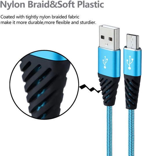 Micro USB Cable Fast Charge,Nylon Braided Android USB Cable 6FT 5-Pack Phone Charging Cord Compatible with Samsung Galaxy S6 S7 Edge J3 J7,LG,HTC,...