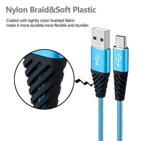 Micro USB Cable 6FT 4-Pack Phone Charger Android Nylon Braided Android Charger Cables Fast Charging Compatible with Samsung Galaxy J8/J7/S7/S6/Edg...