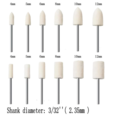 Luo ke 24 Pcs Wool Felt Polishing Bits - 3/32'' Shank Wool Felt Buffing Polishing Kits for Rotary Tools includes Dremel...