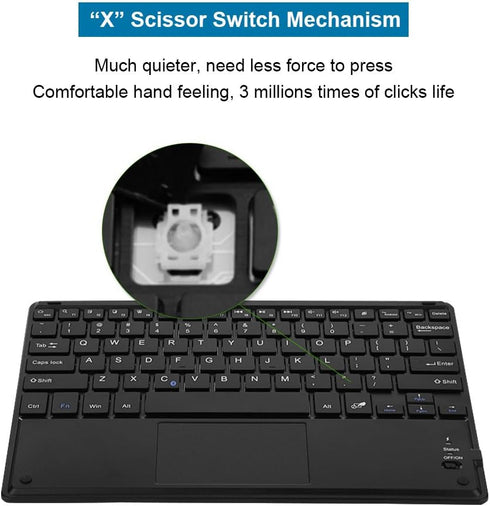 Ultra-Slim Bluetooth Keyboard, Portable Bluetooth Keyboard with Touchpad for Windows PC Android Phone Tablet...