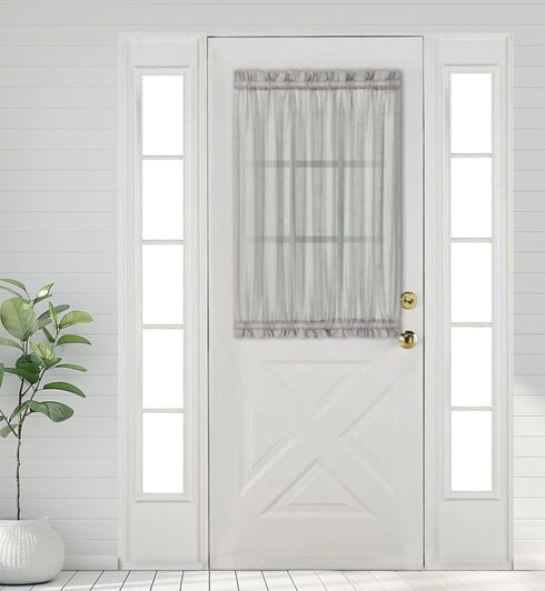 Aquazolax Thin Sheer French Door Curtain Panel Elegant Solid Voile Curtain 54x40 Inches Glass Door Drapery and Drape with Tieback - 1 Panel, Grey...