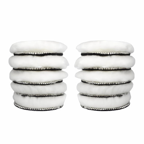 Gracefur 10 Pcs 3 Inch Lambs Wool Polishing Pads with Hook and Loop Back, Soft Sheepskin Buffing Pads for Vehicles, Boat, Furniture, Floors and So...