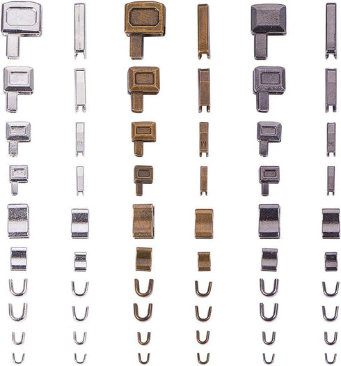PH PandaHall 60pcs 4 Size Metal Zipper Head Sliders Retainer Insertion Pin (12 Sets), 12 Pairs Top Stop Plug, 12pcs Bottom Stopper for Coats Jacke...