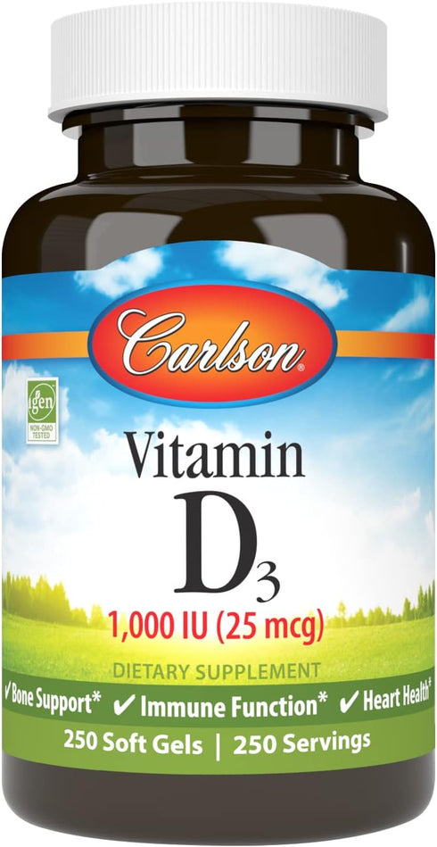 Carlson Vitamin D3, 1000 IU, 250 Softgels...