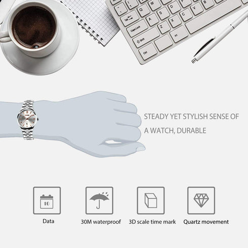 cofuo Mens Stainless Steel Analog Watch, Mens Luxury Wrist Dress Waterproof Watches, Quartz Classic Work Business Casual Watch with Roman Numeral...