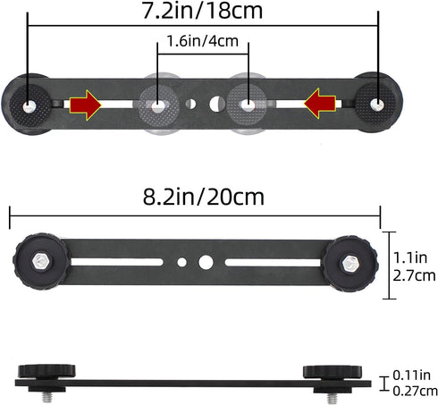 8"/20cm Dual Speedlite Camera Mount Tripod Bracket Flash Extension Bar, LED Video Light, DSLR Flash Light...