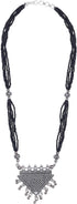 Traditional Indian Antique Silver Oxidised Mangalsutra Thushi Necklace Set with Earrings for Women (SJ_2906)...