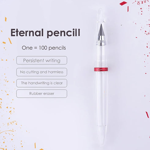 Transparent Everlasting Pencil - Infinity Pencil Erasable Replaceable Head - Acrylic No Sharpening Inkless Eternal Pencil School Supplies for Kids...