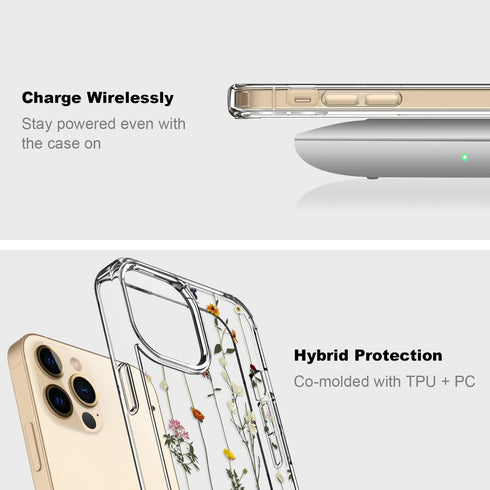 ICEDIO for iPhone 13 Pro Max Case with Screen Protector,Slim Fit Crystal Clear Cover with Fashionable Designs for Girls Women,Protective Phone Cas...