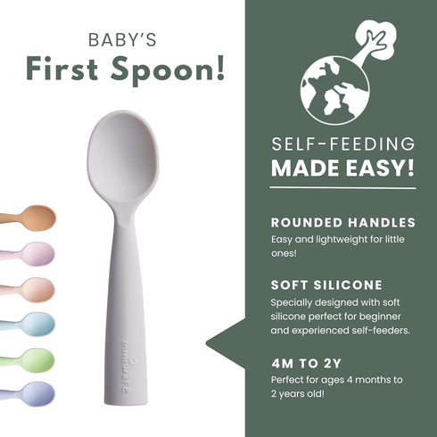 Miniware Silicone Baby Spoon for Training - BPA Free Baby Utensils - Baby Spoons Self Feeding 6 Months | 100% Food Grade Silicone - Modern & Dishw...
