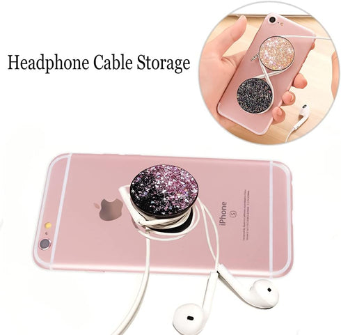 New Version Phone Holder 3 Pack Black Purple Pink Glitter Art Expanding Grip Stand Finger Holder for Smartphone and Tablets...