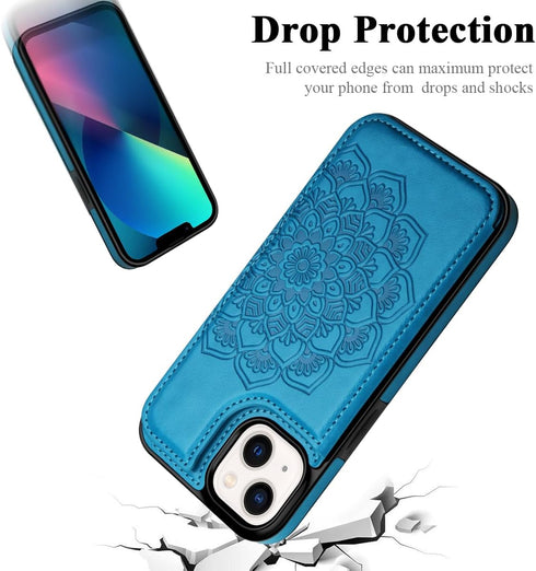 MMHUO for iPhone 13 Case with Card Holder, Flower Magnetic Back Flip Case for iPhone 13 Wallet Case for Women, Protective Case Phone Case for iPho...