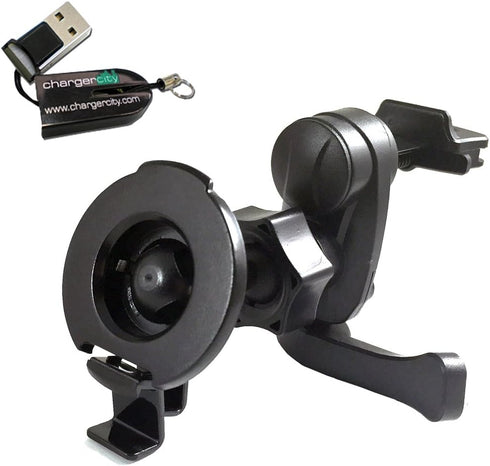 ChargerCity Simple-Lock Air Vent Holder Mount Bracket Cradle for Garmin Nuvi Drive Smart Assist GPS 51 55 56 57 57LM 58 60 61 65 66 67 68 2539 255...