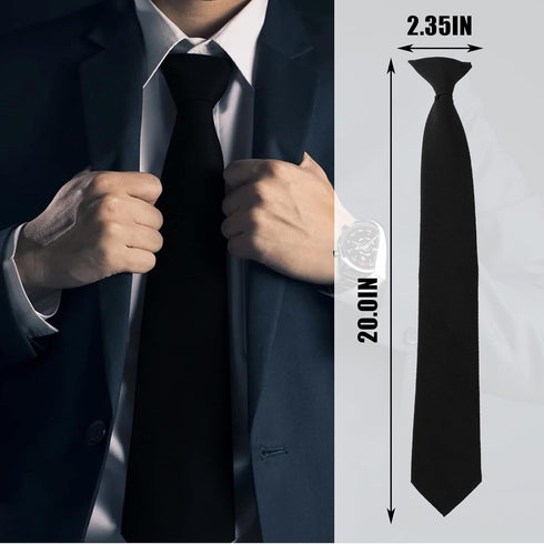 2 Pieces Men's Clip on Ties Black Ties for Men 20 Inches Pre Tied Neckties for Business Banquets, Parties, Weddings, School Uniforms...