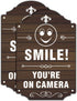 2 Pack Smile You're On Camera Signs Video Surveillance Signs 12 x 8 Inches Home Business Driveway Alert CCTV Security Camera Warning Signs Metal R...