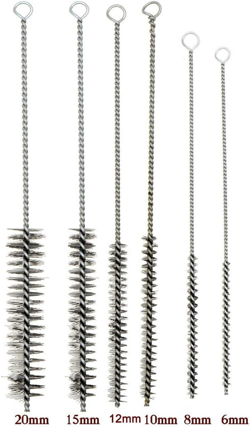 YXQ 12Pcs Tube Brush Kit Stainless Steel/Brass Wire Bottle Long-Handle Bristle Cleaning, 12 inch X 6mm/8mm/10mm/12mm/15mm/20mm...