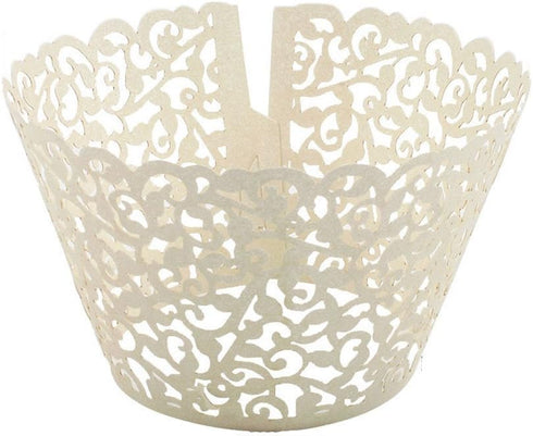 YOZATIA 60PCS Ivory Cupcake Wrappers, Lace Cupcake Liners Laser cut Cupcake Papers for Wedding/Birthday Party Decoration (ivory)...
