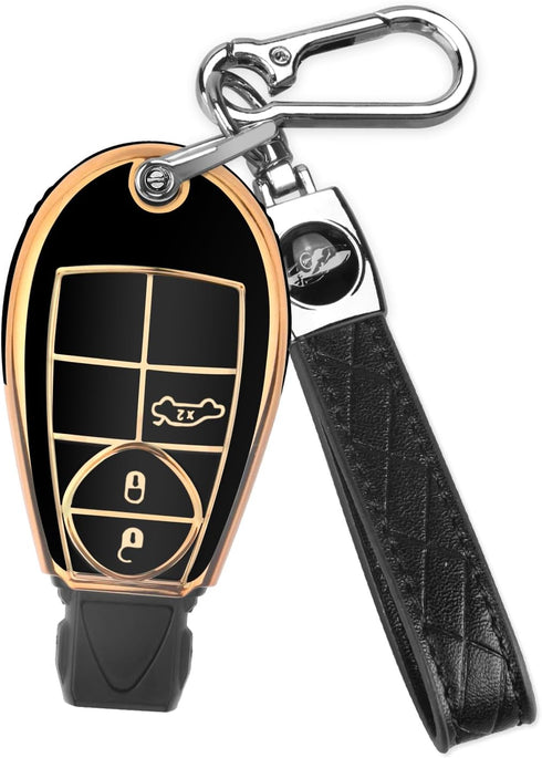 QBUC for Dodge Key Fob Cover With Keychain for Jeep Key Fob Case Fit for 2009-2018 Chrysler, Ram, Dart, Charger, Durango, Journey, Challenger, Gra...