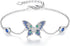 White Gold Plated Butterfly Bracelets for Women: Adjustable Blue Cubic Zirconia Butterfly Ankle Chain...